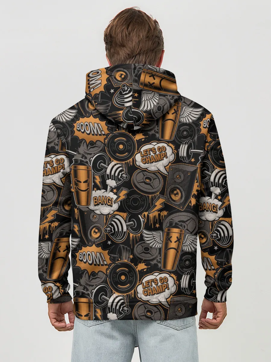 Худи мужской база хлопок / Граффити на спорте