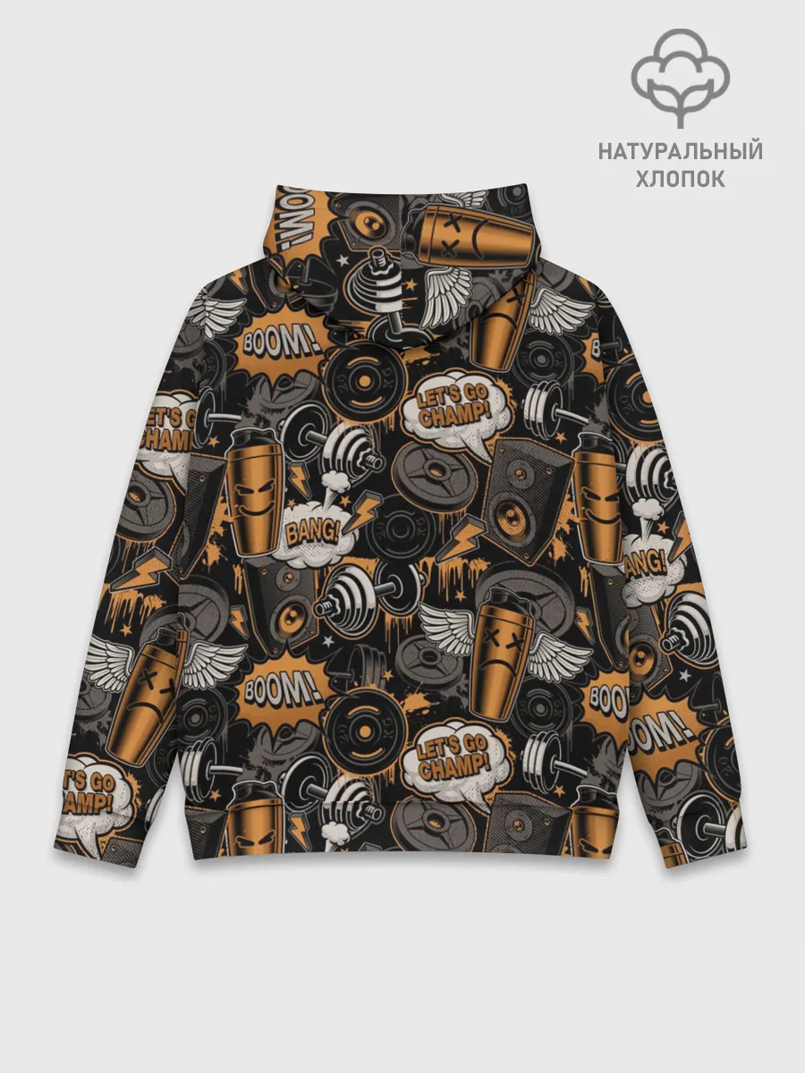 Худи мужской база хлопок / Граффити на спорте