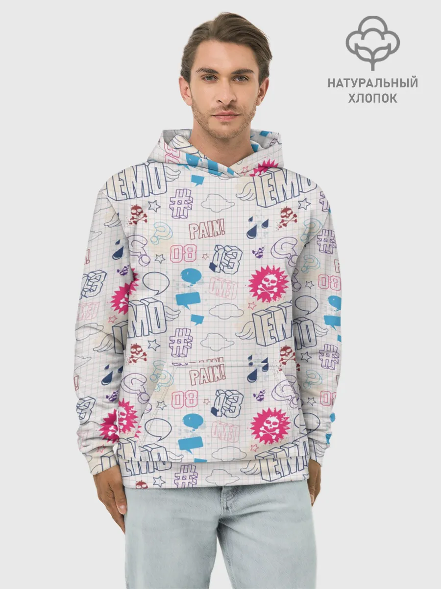 Худи мужской база хлопок / Граффити-школьная тетрадь