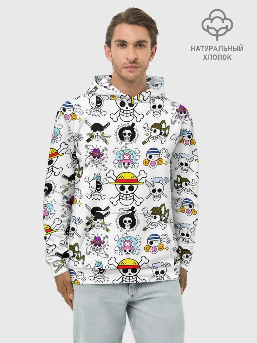 Худи мужской база хлопок / Веселые Роджеры пиратов Соломенной Шляпы