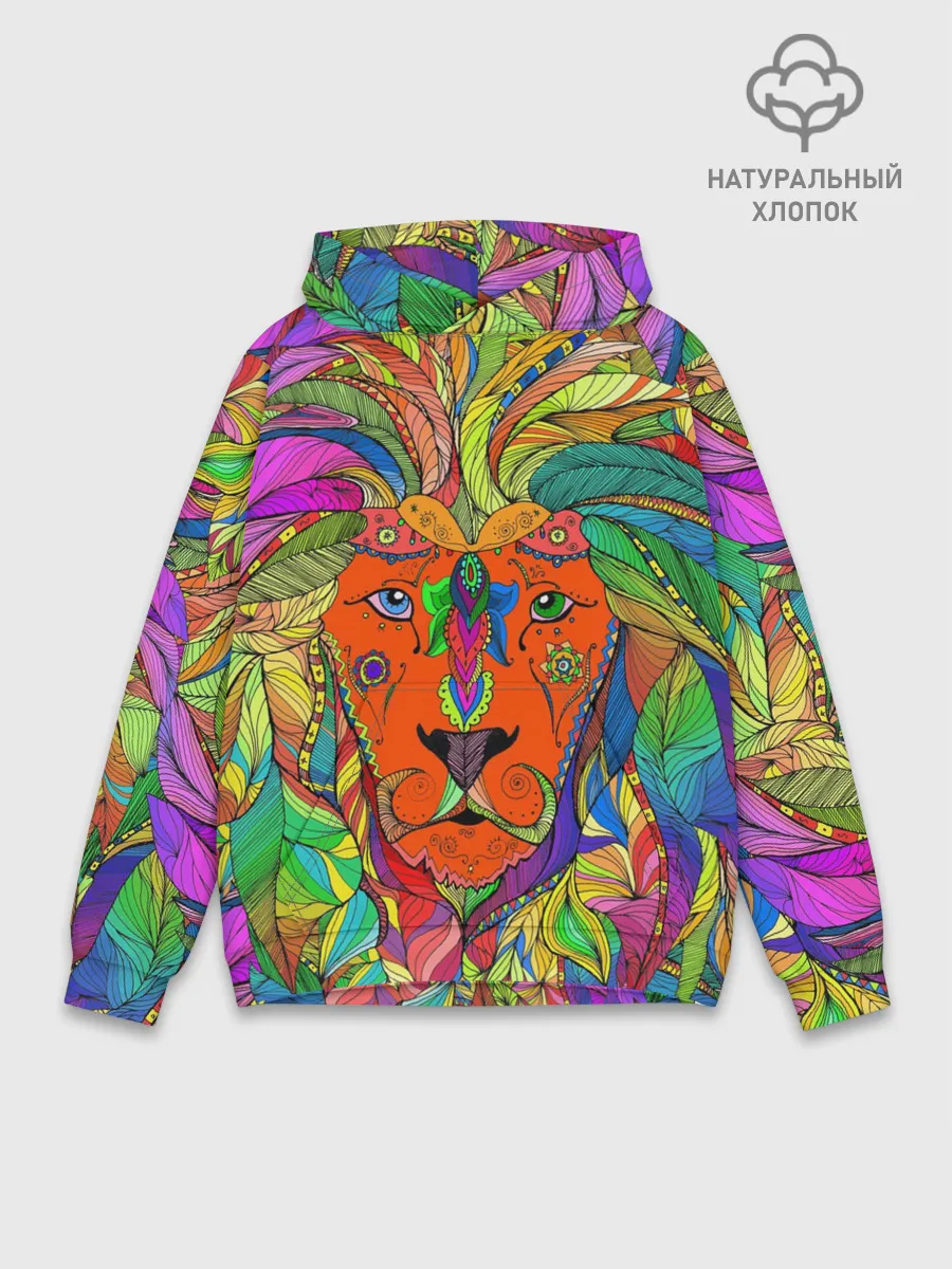 Худи мужской база хлопок / Лев шаман