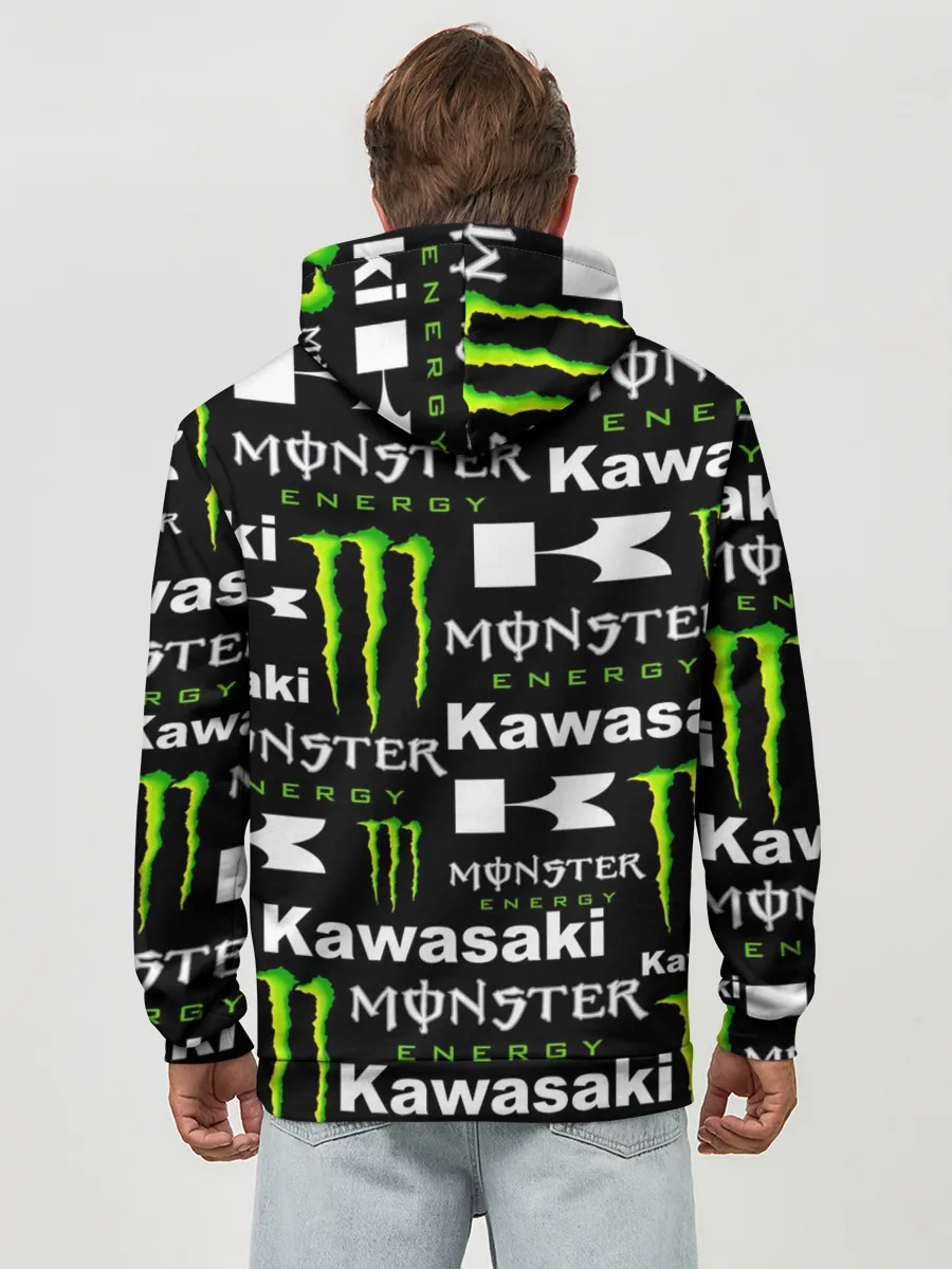 Худи мужской база хлопок / KAWASAKI X MONSTER ENERGY