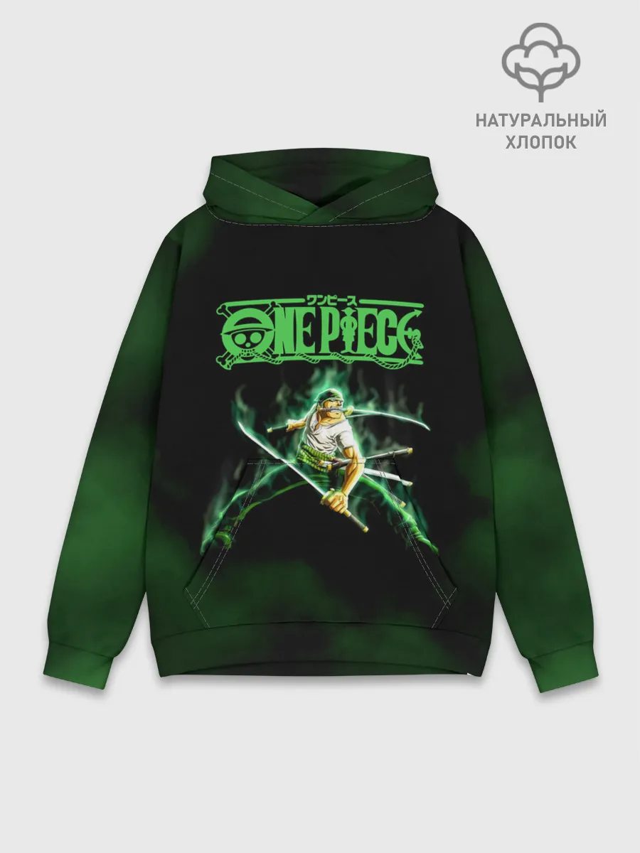 Худи мужской база хлопок / Огненный Ророноа Зоро | One Piece