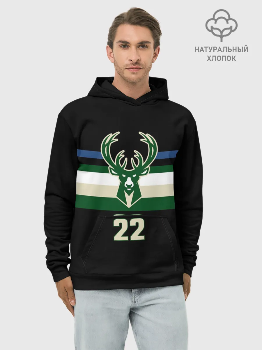Худи мужской база хлопок / Milwaukee Bucks форма. Крис Миддлтон