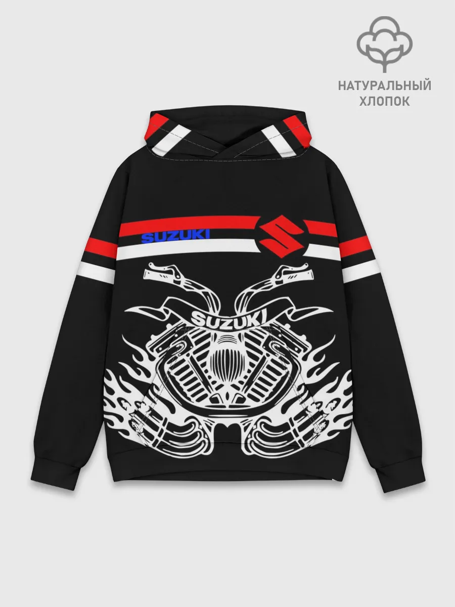 Худи мужской база хлопок / SUZUKI / СУЗУКИ / BIKER