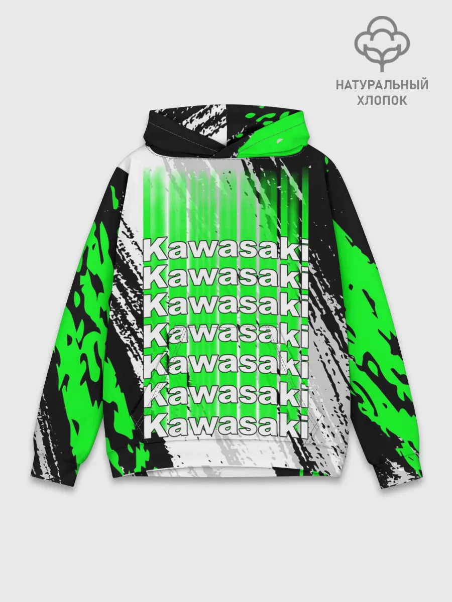 Худи мужской база хлопок / KAWASAKI / КАВАСАКИ / SPORT
