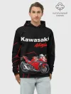 Худи мужской база хлопок / KAWASAKI NINJA / КАВАСАКИ