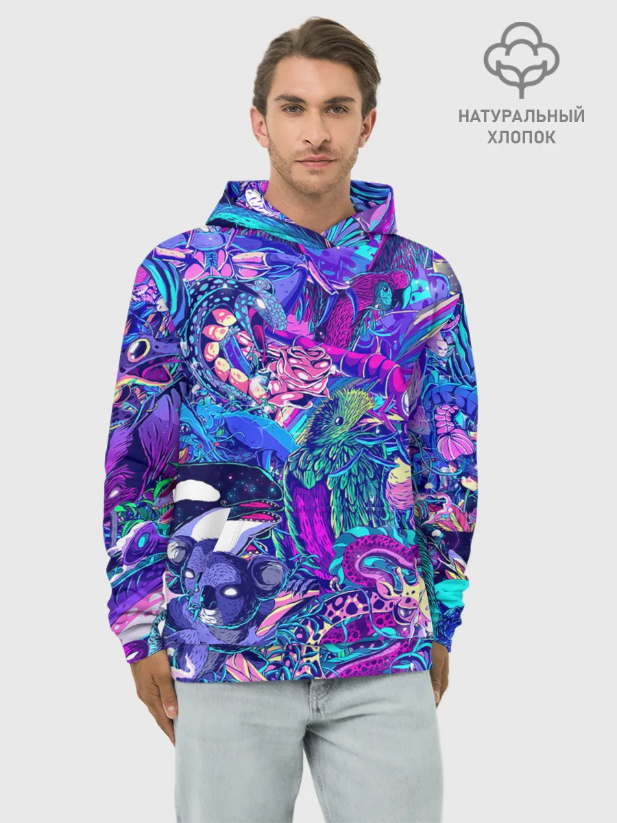 Худи мужской база хлопок / Неоновые Звери