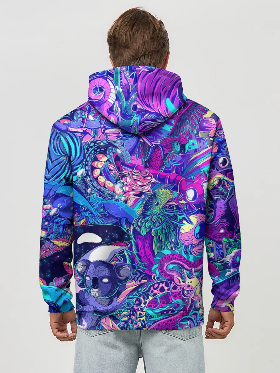 Худи мужской база хлопок / Неоновые Звери