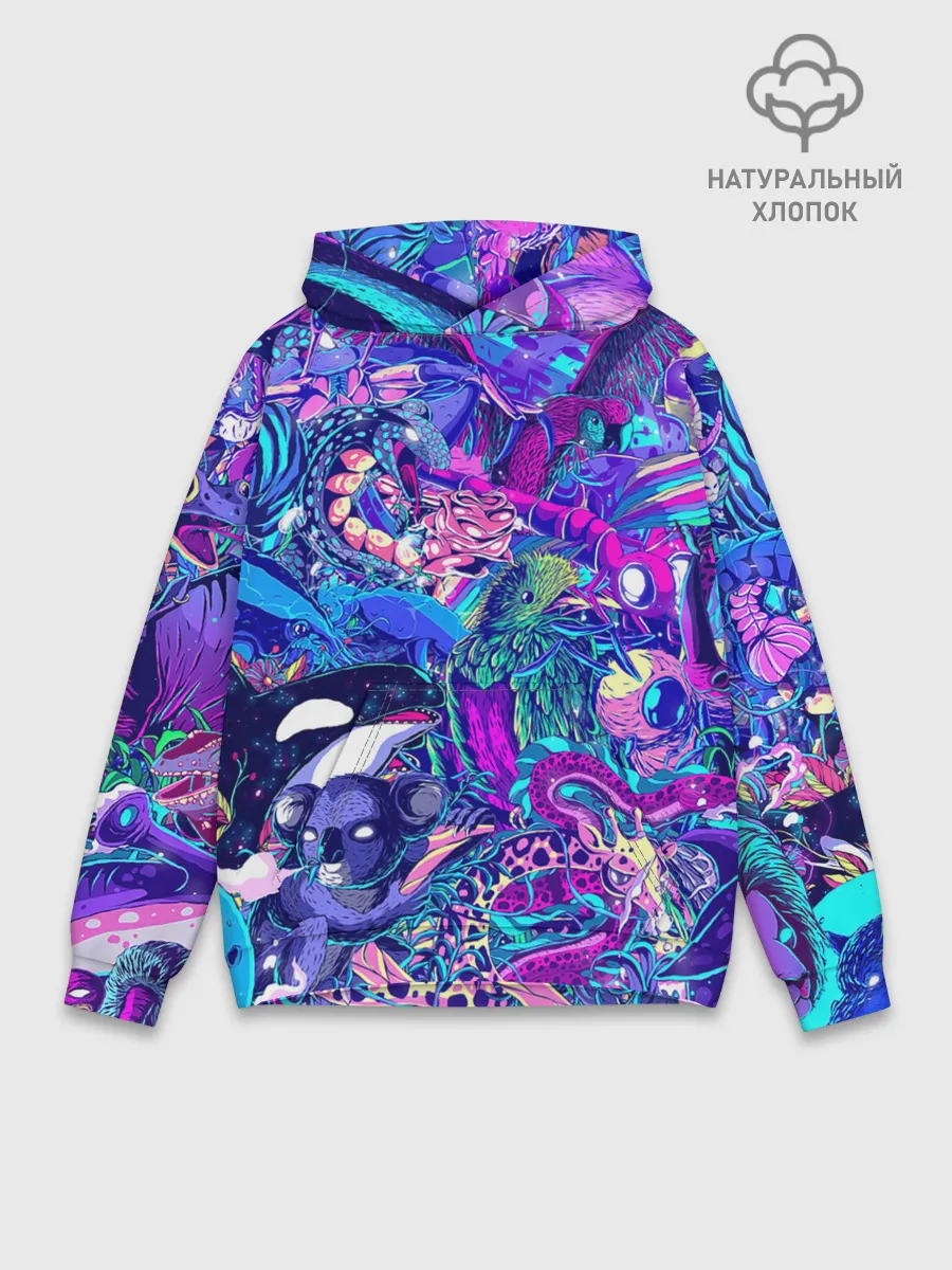 Худи мужской база хлопок / Неоновые Звери