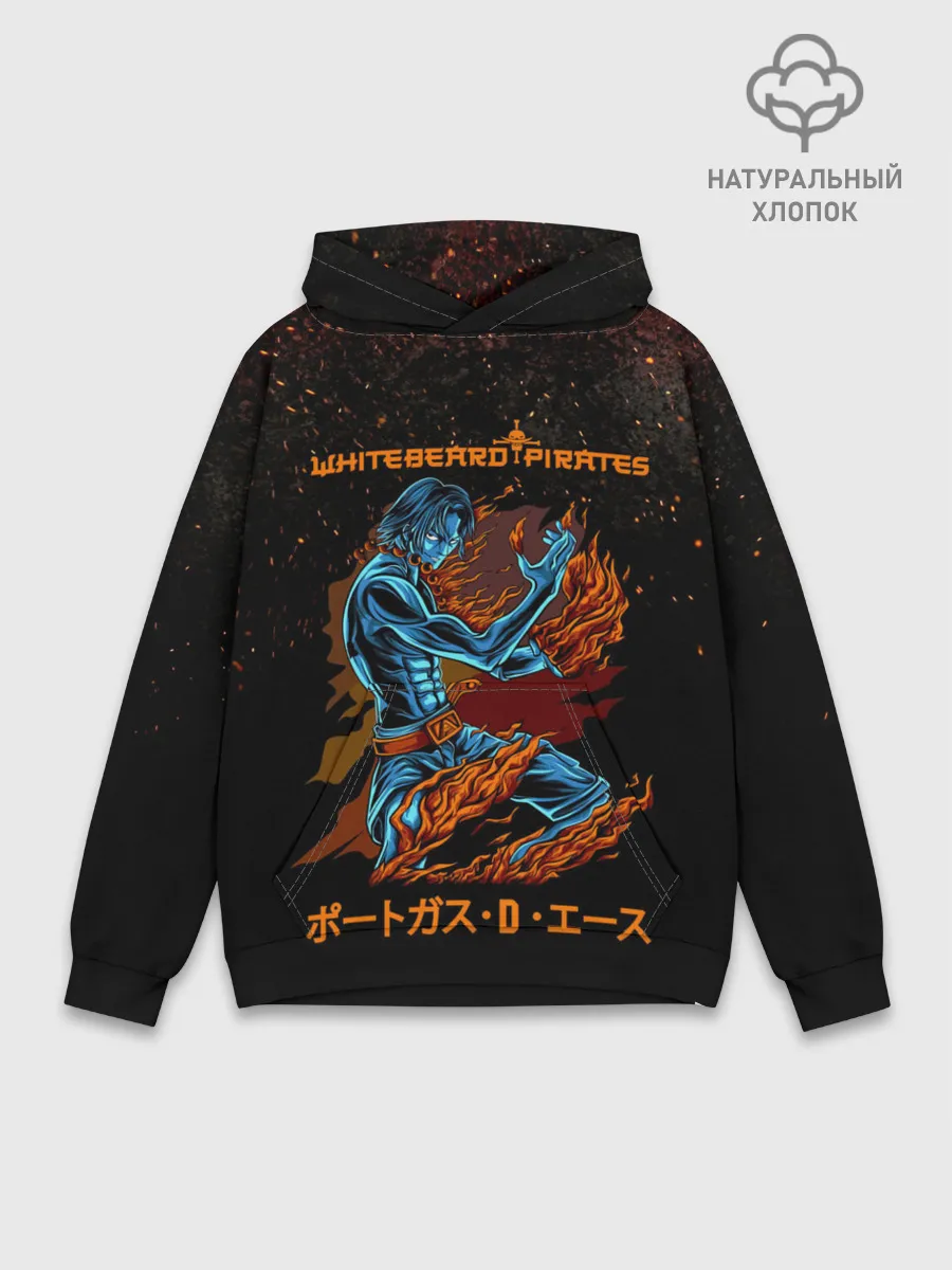 Худи мужской база хлопок / Портгас Д. Эйс Пираты Белоуса