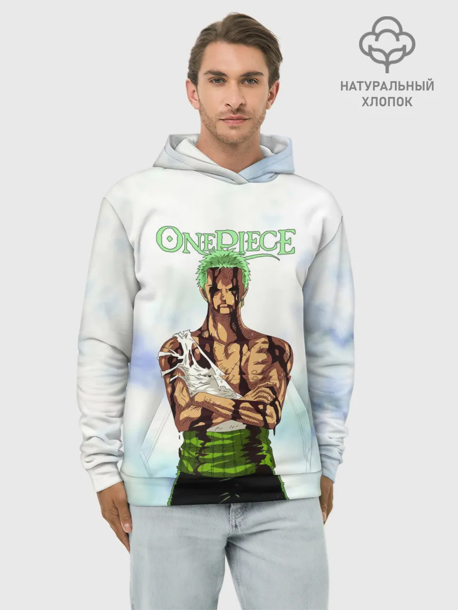 Худи мужской база хлопок / Зоро после боя One Piece