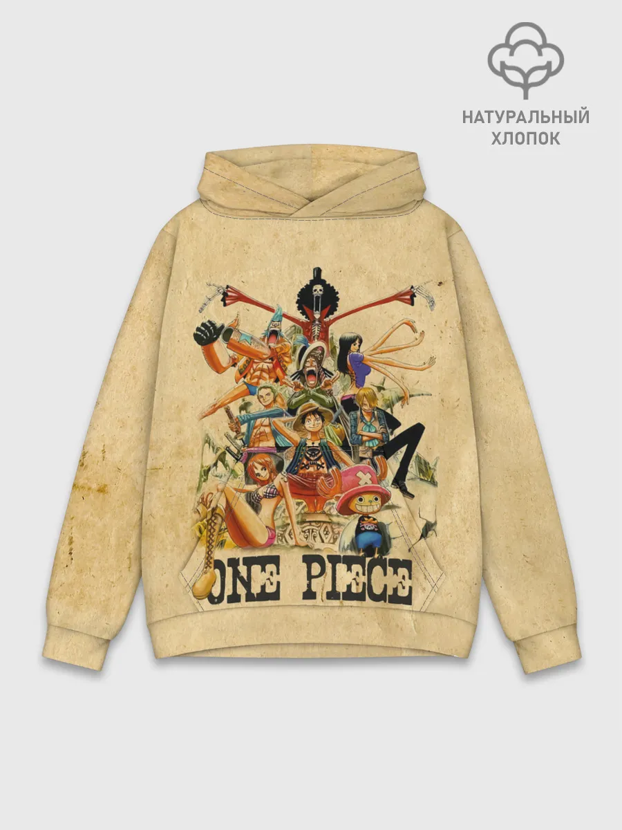 Худи мужской база хлопок / One Piece пираты Соломенной Шляпы