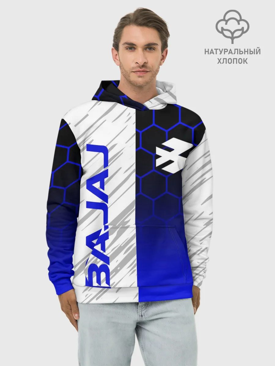 Худи мужской база хлопок / BAJAJ / БАДЖАДЖ / MOTOSPORT