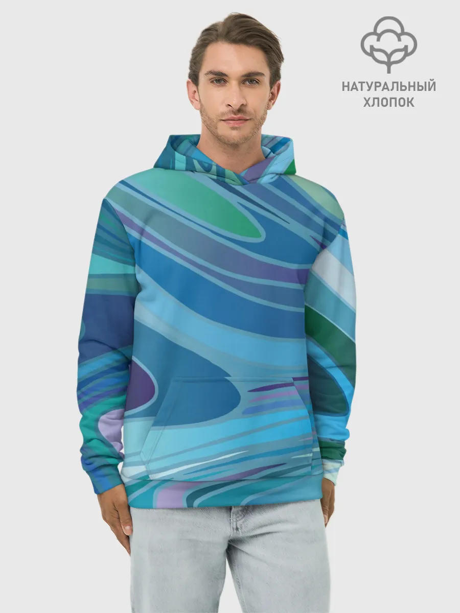 Худи мужской база хлопок / Морская волна