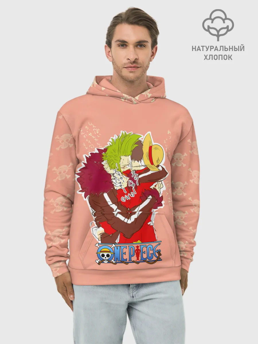 Худи мужской база хлопок / Бартоломео и Луффи One Piece