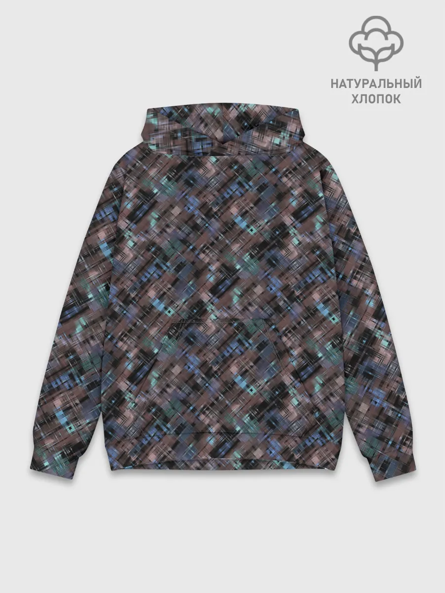 Худи мужской база хлопок / Коричневый абстрактный узор