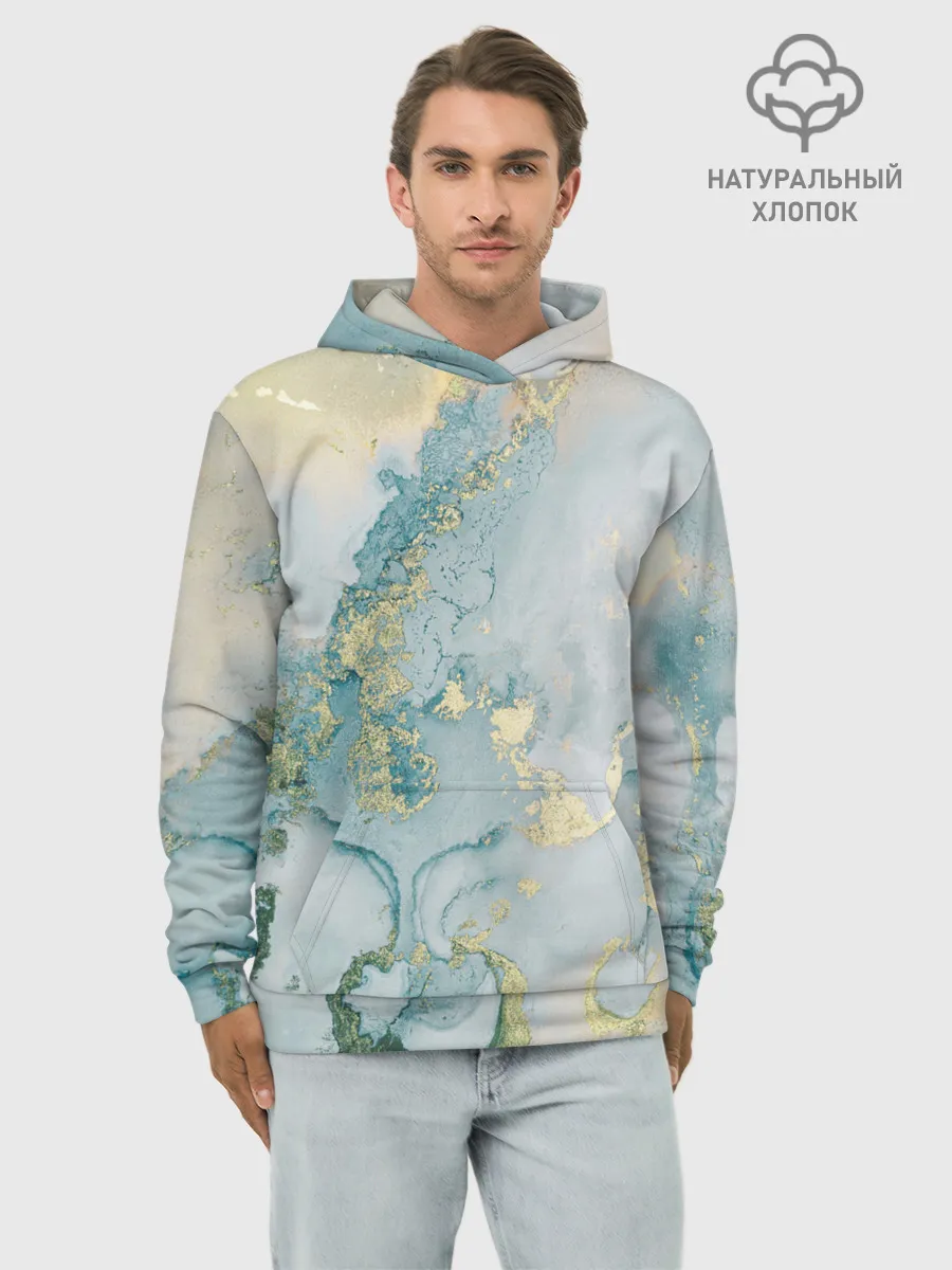 Худи мужской база хлопок / Абстрактный мрамор
