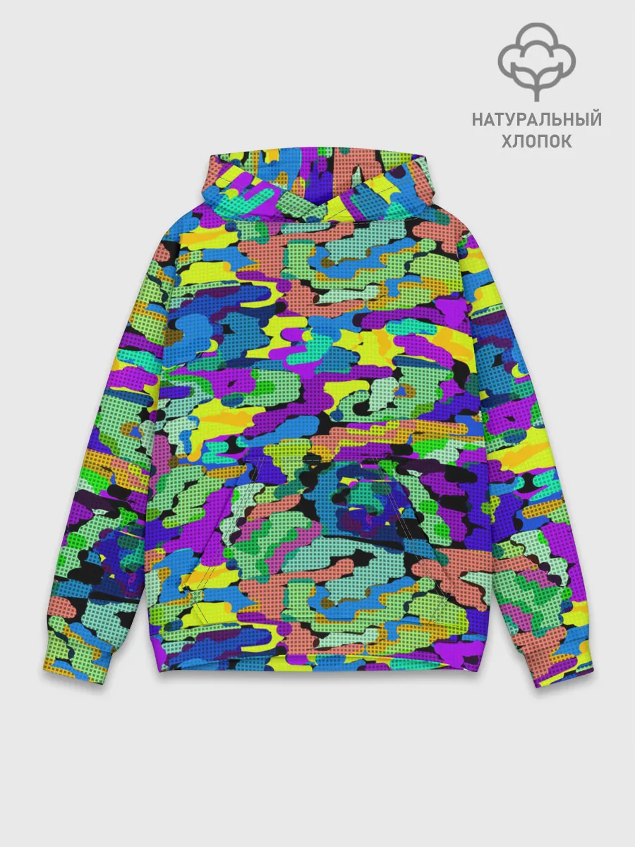 Худи мужской база хлопок / Камуфляж в ярких тонах