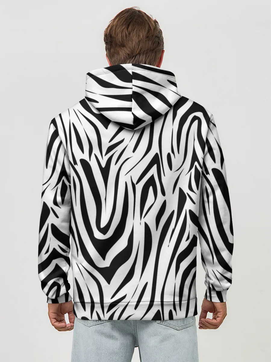 Худи мужской база хлопок / Черно-белая зебра