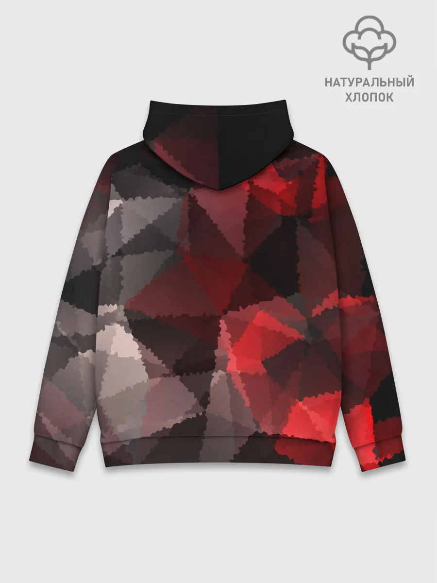 Худи мужской база хлопок / Серо-красная абстракция