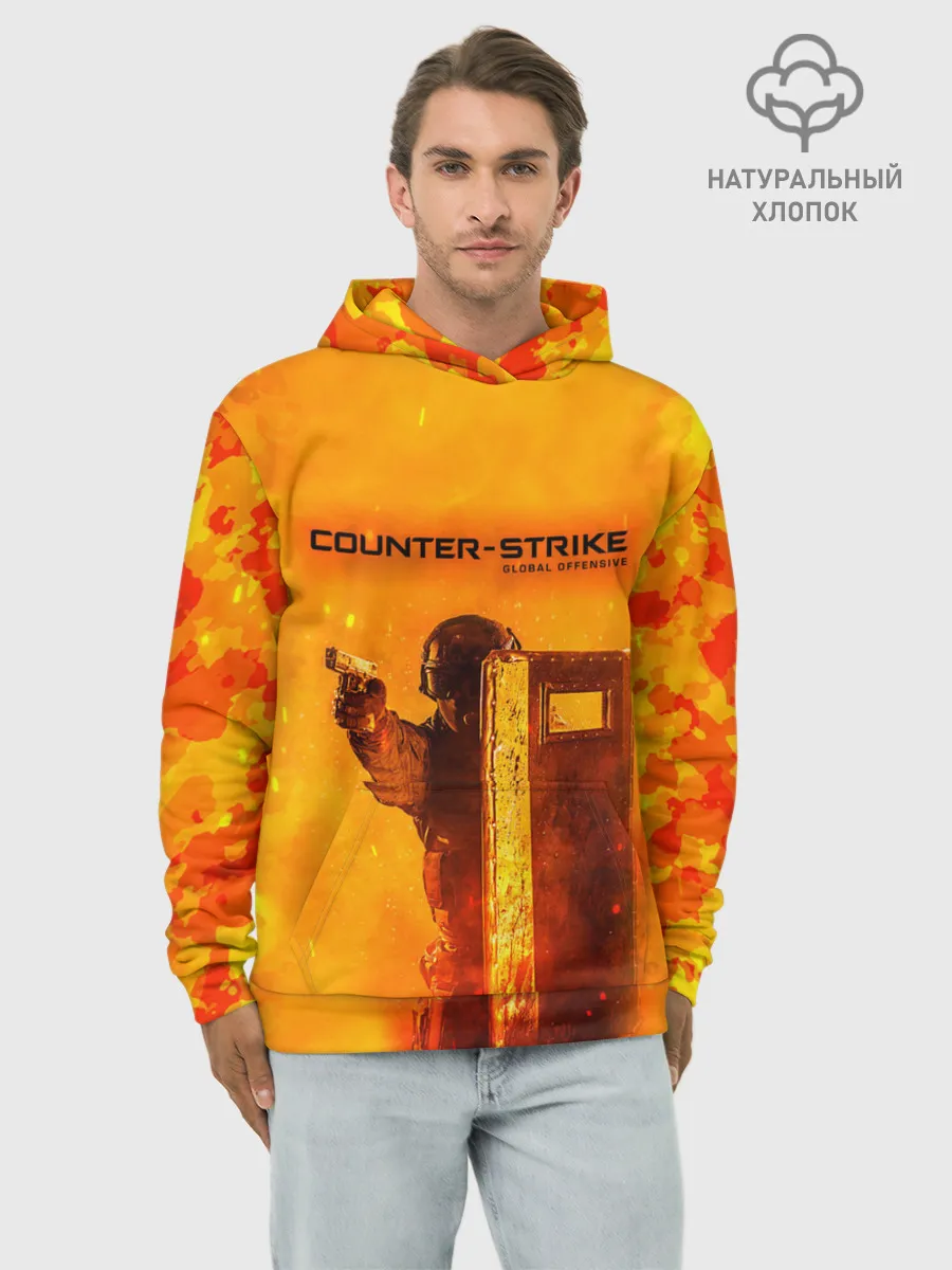Худи мужской база хлопок / CS GO FIRE | КС ГО