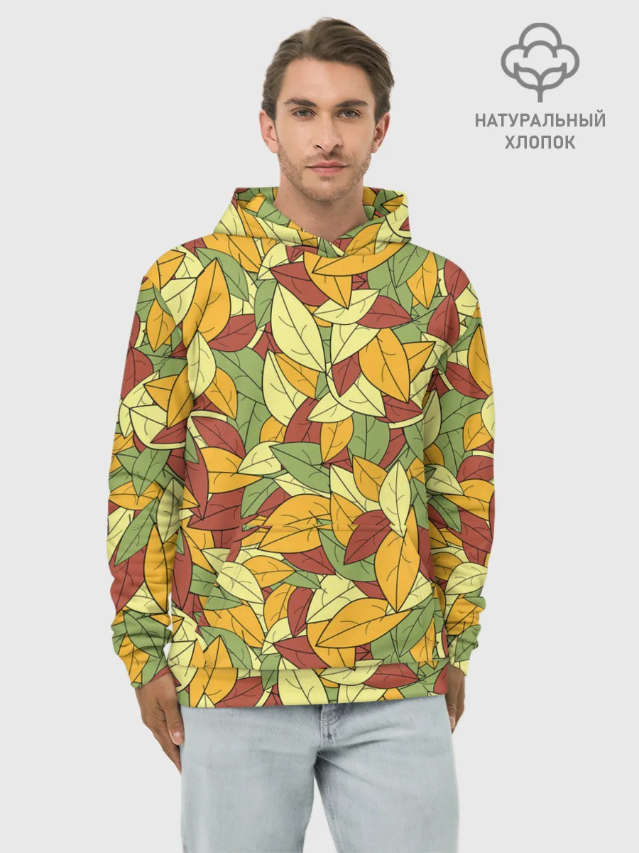 Худи мужской база хлопок / Яркие осенние листья