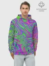 Худи мужской база хлопок / Неоновый абстрактный узор