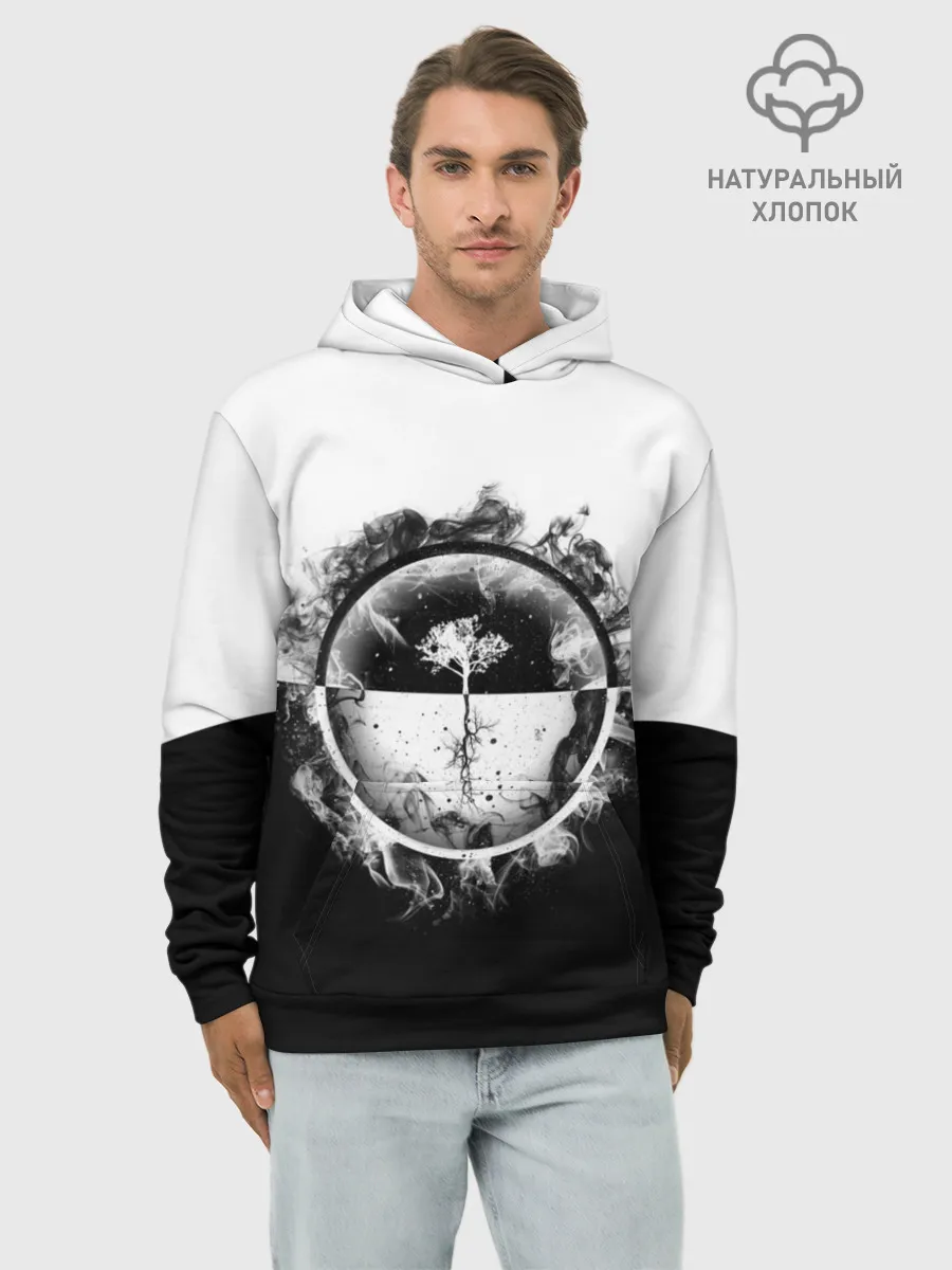 Худи мужской база хлопок / Black and White