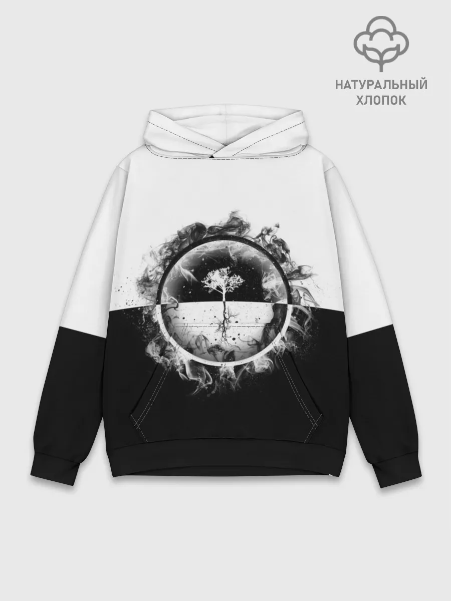 Худи мужской база хлопок / Black and White