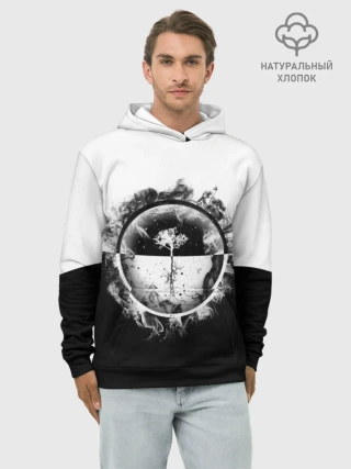 Худи мужской база хлопок / Black and White