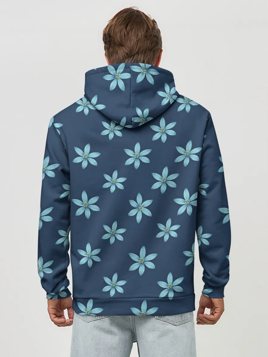 Худи мужской база хлопок / Цветы | Голубые