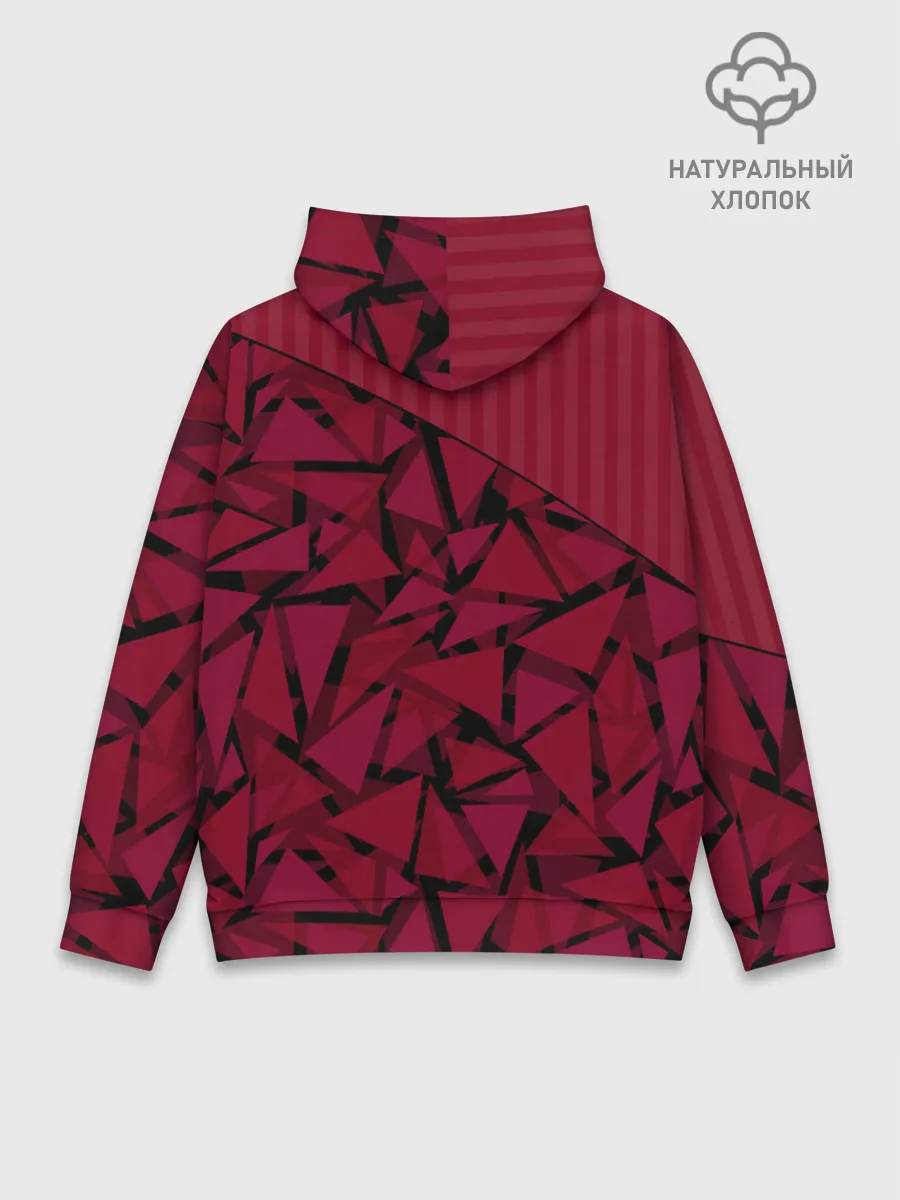 Худи мужской база хлопок / Красный комбинированный узор