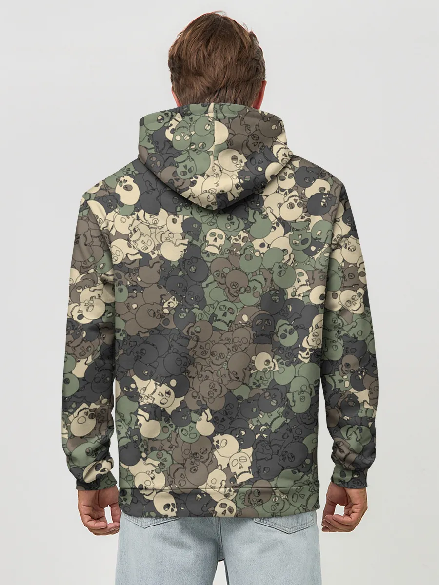 Худи мужской база хлопок / Камуфляжный рисунок из черепов