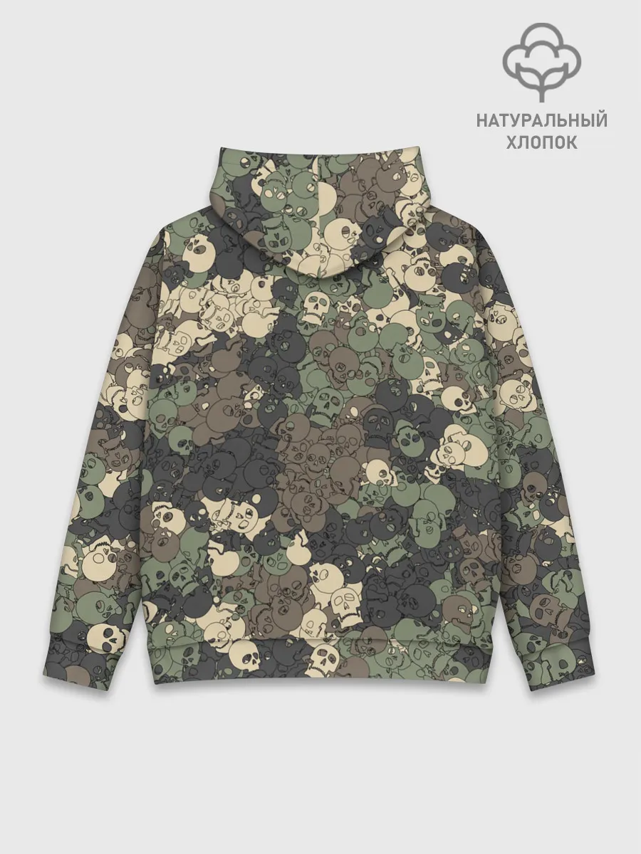 Худи мужской база хлопок / Камуфляжный рисунок из черепов