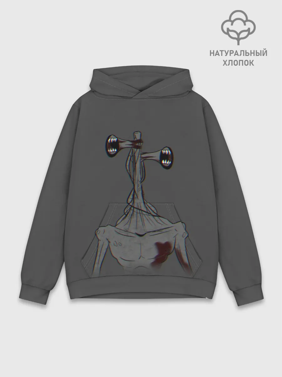 Худи мужской база хлопок / Сиреноголовый Глитч Glitch