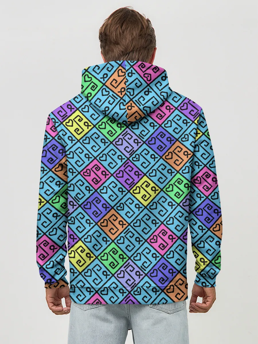 Худи мужской база хлопок / Неоновый яркий абстрактный узо