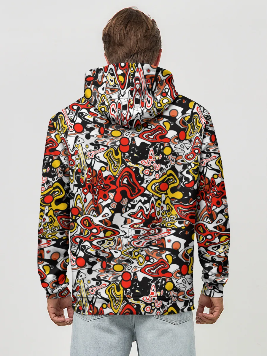 Худи мужской база хлопок / Абстрактный разноцветный узор