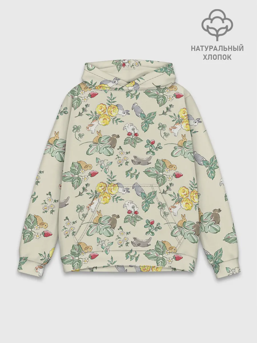 Худи мужской база хлопок / Зайчики с Цветочками