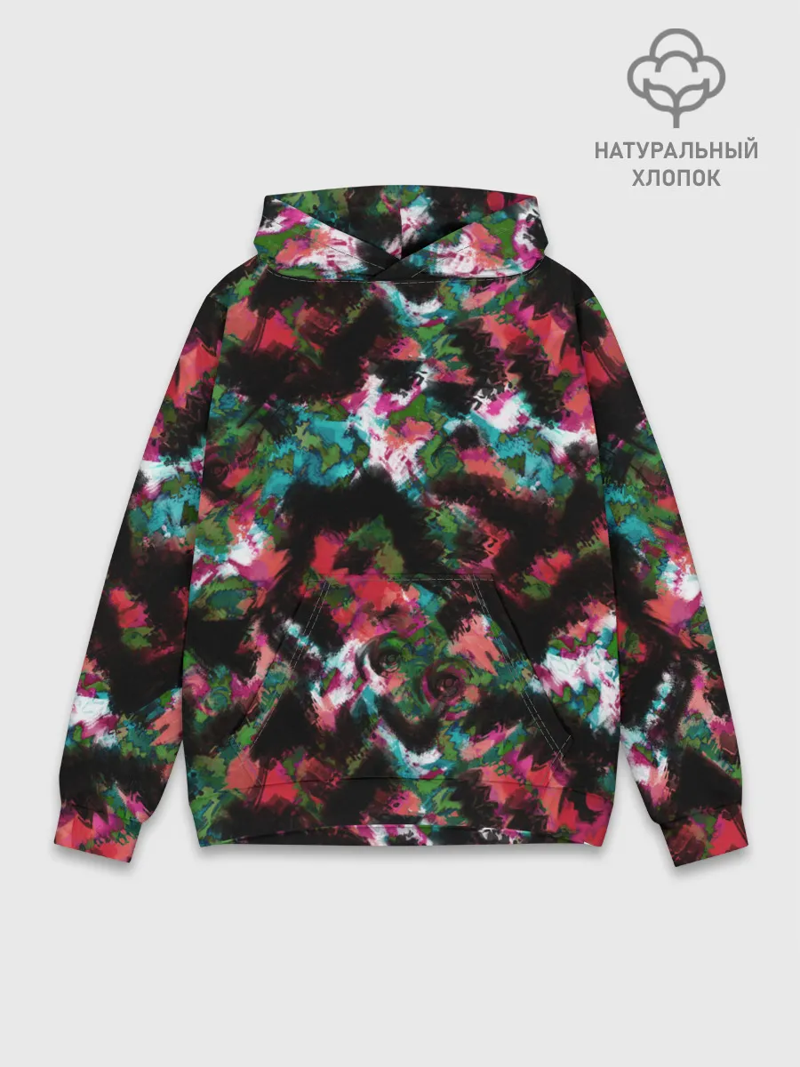 Худи мужской база хлопок / Гранжевый абстрактный узор