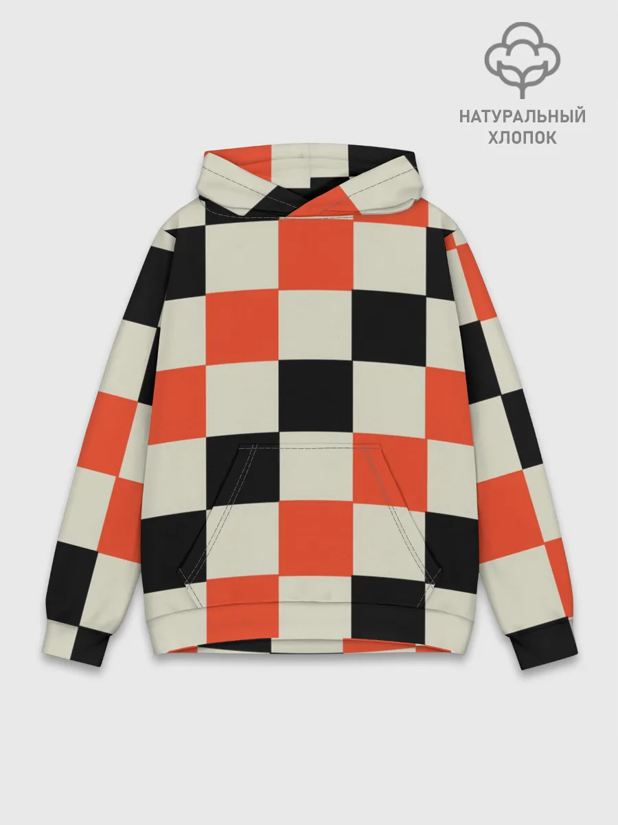 Худи мужской база хлопок / Образец шахматной доски