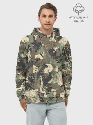 Худи мужской база хлопок / Камуфляж с костями