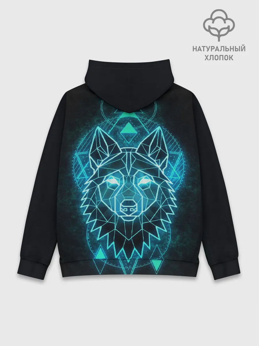 Худи мужской база хлопок / НЕОНОВЫЙ ВОЛК