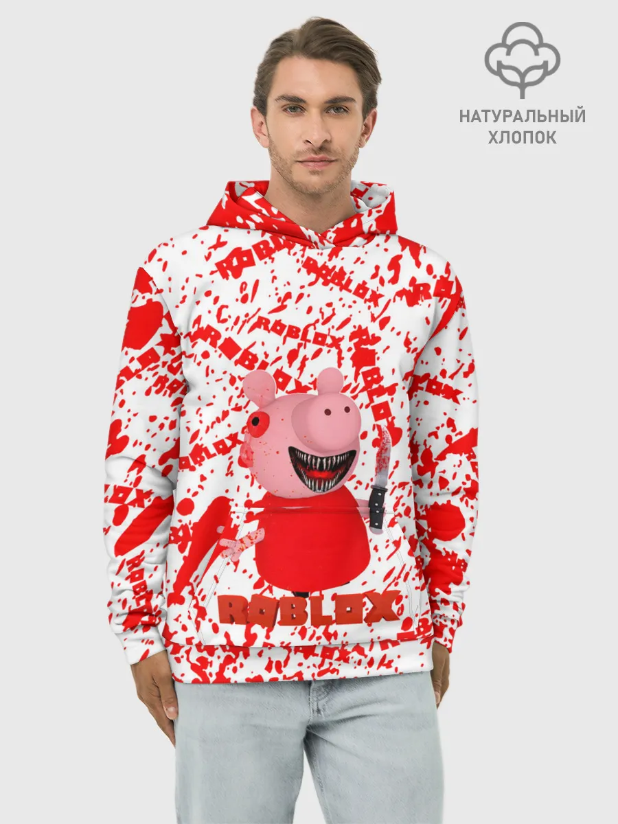 Худи мужской база хлопок / Roblox piggy/Свинка Пигги.
