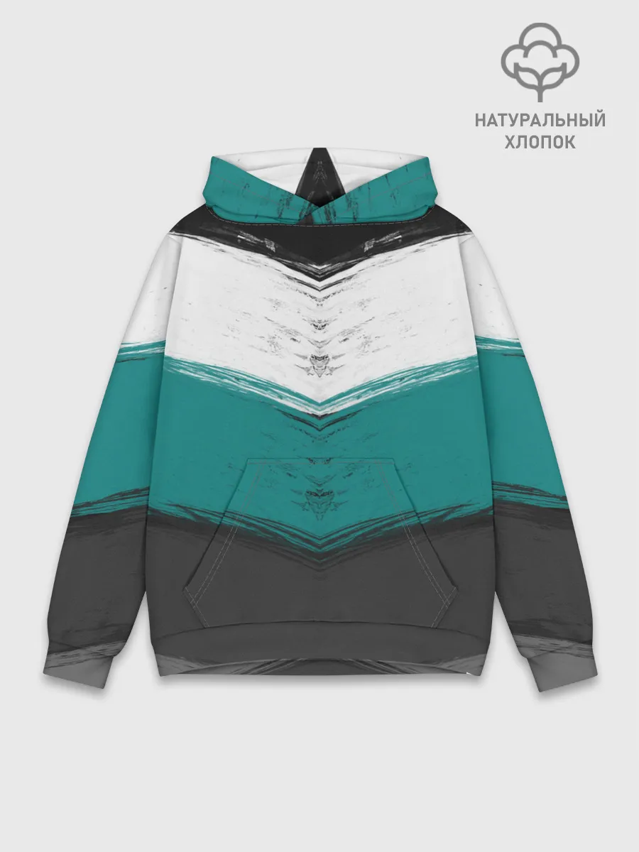 Худи мужской база хлопок / Полосатый абстрактный принт