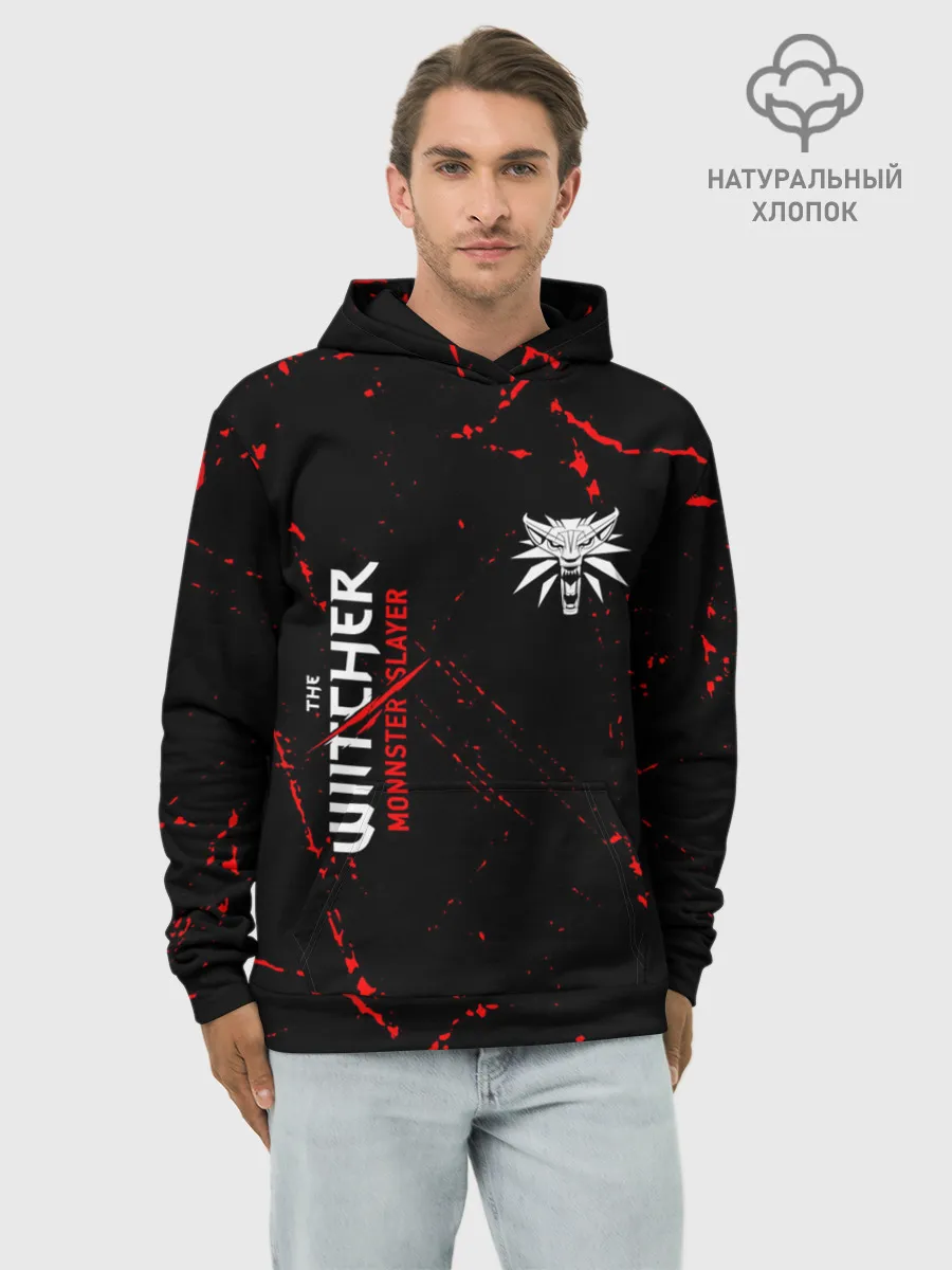 Худи мужской база хлопок / The Witcher Monster Slayer - Grunge