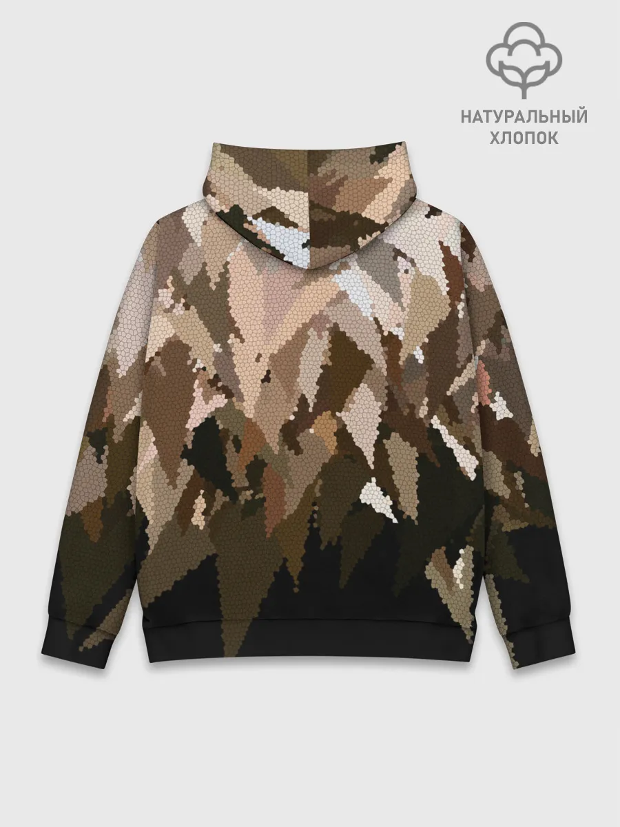 Худи мужской база хлопок / Бежево-коричневая мозаика