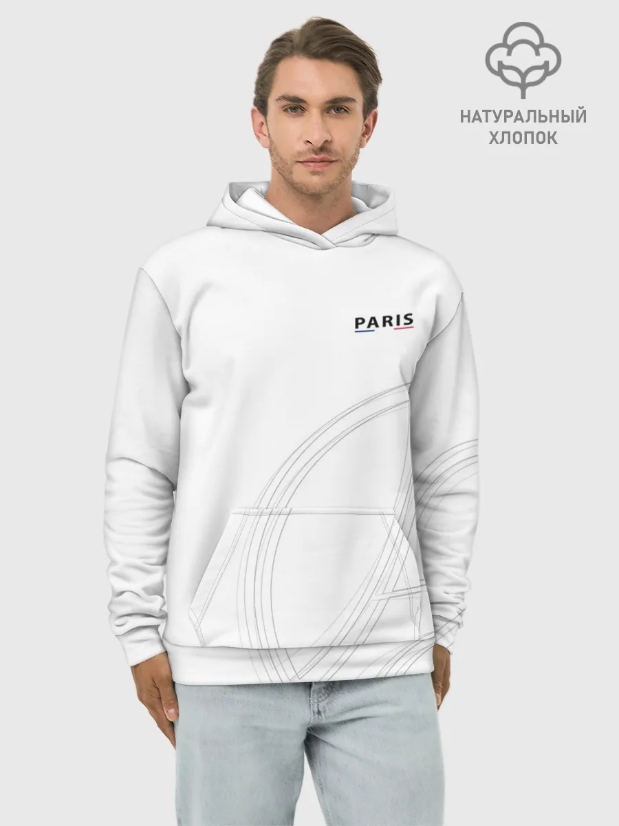 Худи мужской база хлопок / PSG | Core Big Logo White