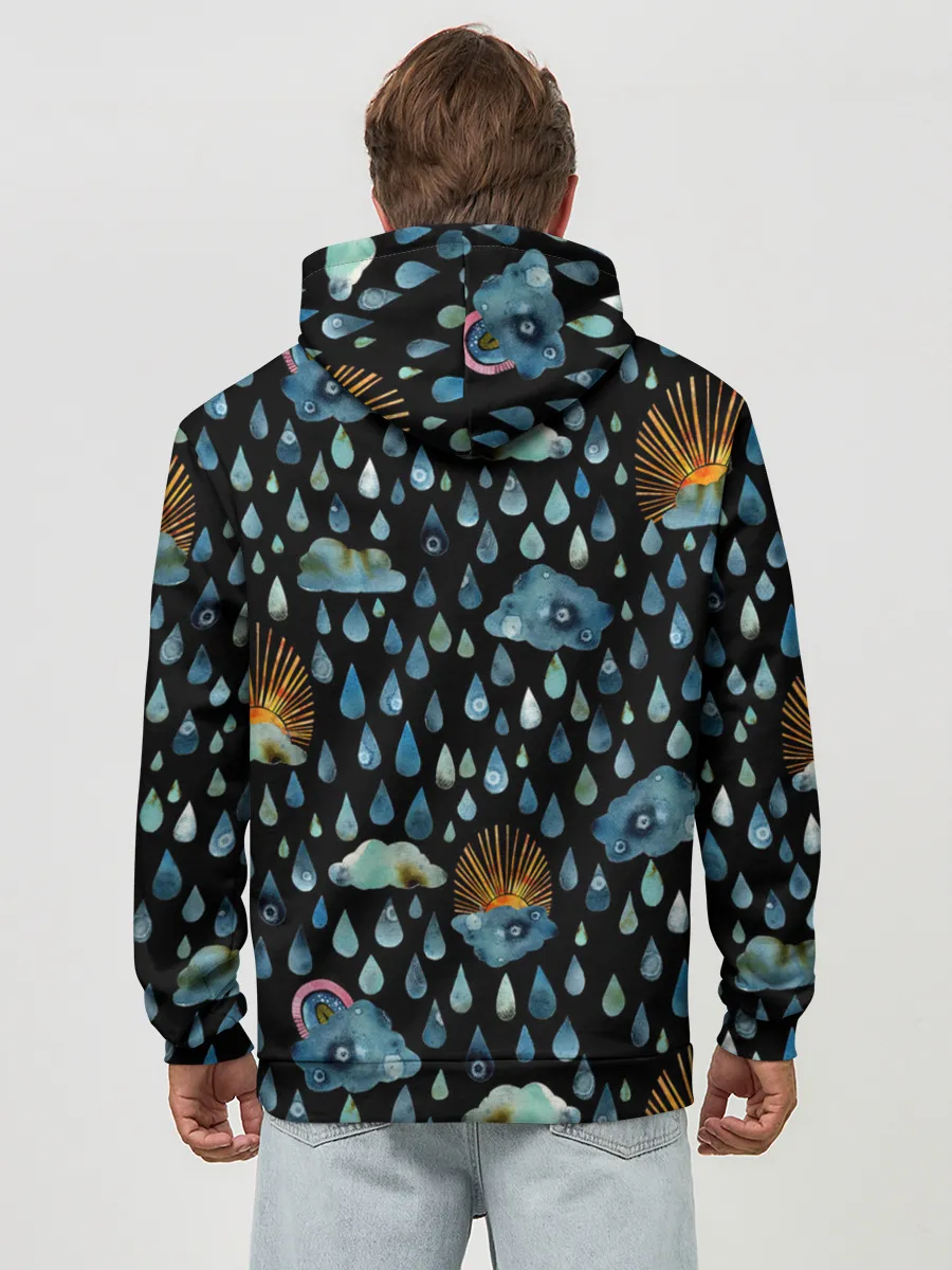 Худи мужской база хлопок / Дождливая осень.Солнце, облака