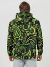 Худи мужской база хлопок / Ярко зеленые славянские узоры